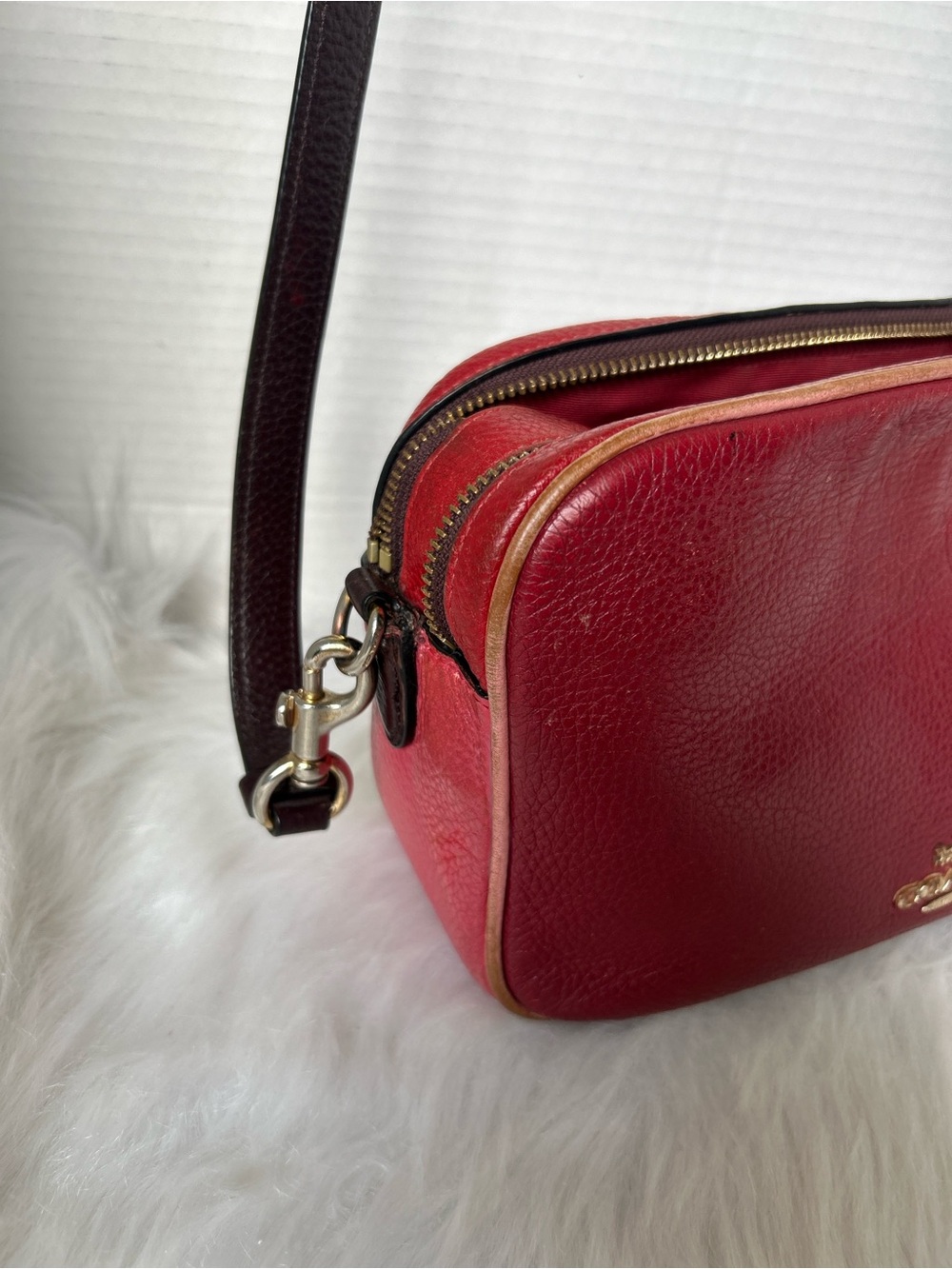 Coach Colorblock Pebbled Leather Camera Bag with Strap - Picture 14 of 15